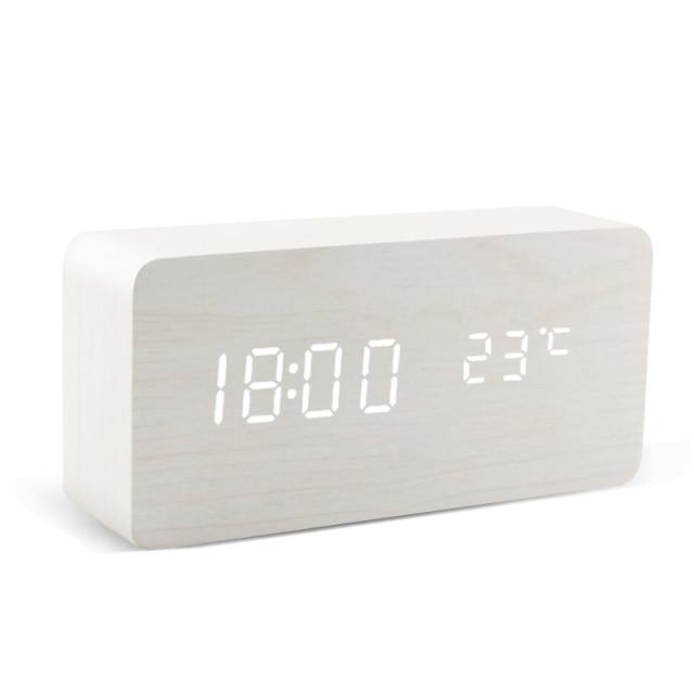Træ Minimalistisk LED Vækkeur