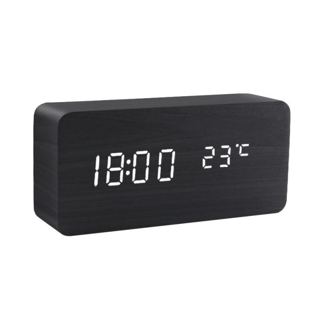 Træ Minimalistisk LED Vækkeur