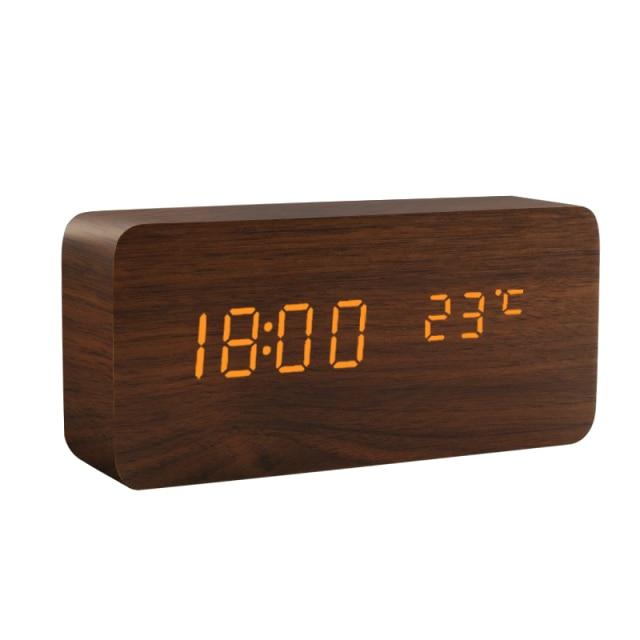 Træ Minimalistisk LED Vækkeur