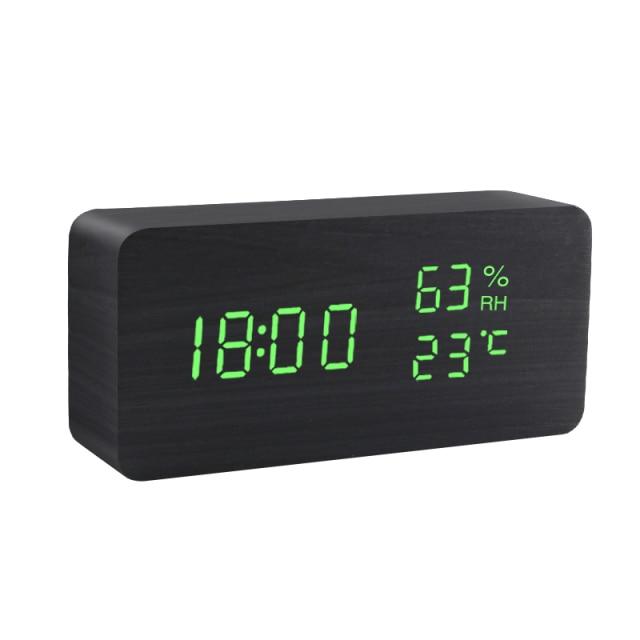 Træ Minimalistisk LED Vækkeur