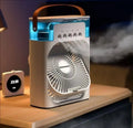 3-i-1 Bærbar Luftkøler med LED-lys – USB-drevet Skrivebordsventilator, Luftfugter & Nattelys |