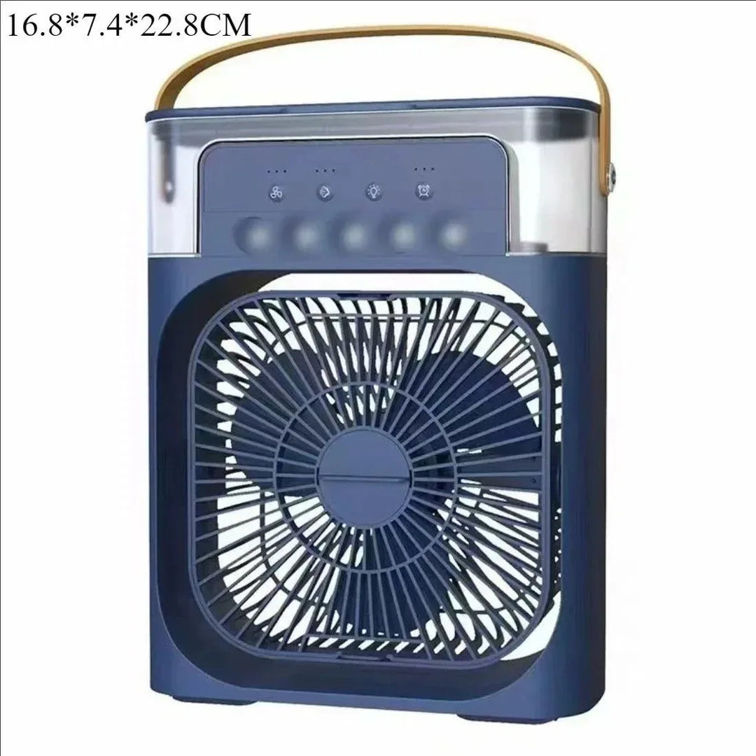 3-i-1 Bærbar Luftkøler med LED-lys – USB-drevet Skrivebordsventilator, Luftfugter &amp; Nattelys |