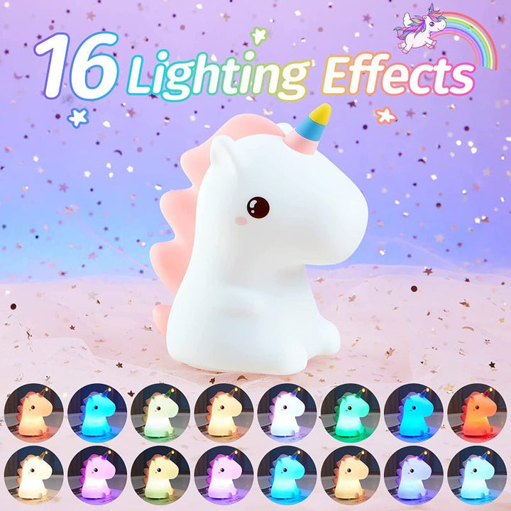 Nattelys Unicorn med justerbare farver og lysstyrke