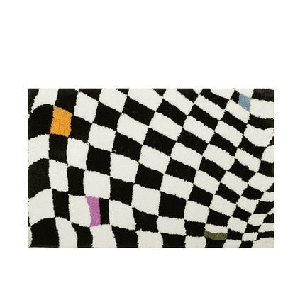 Vintage Tjekket Plaid Badeværelsesmåtter - Cozy Retro Blomsterteppe til Badeværelse og Hjem Deko