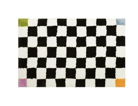 Vintage Tjekket Plaid Badeværelsesmåtter - Cozy Retro Blomsterteppe til Badeværelse og Hjem Deko
