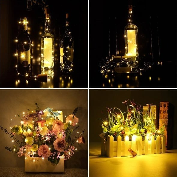 Led Flaske Lys Kork Nattelys DIY Dekor |