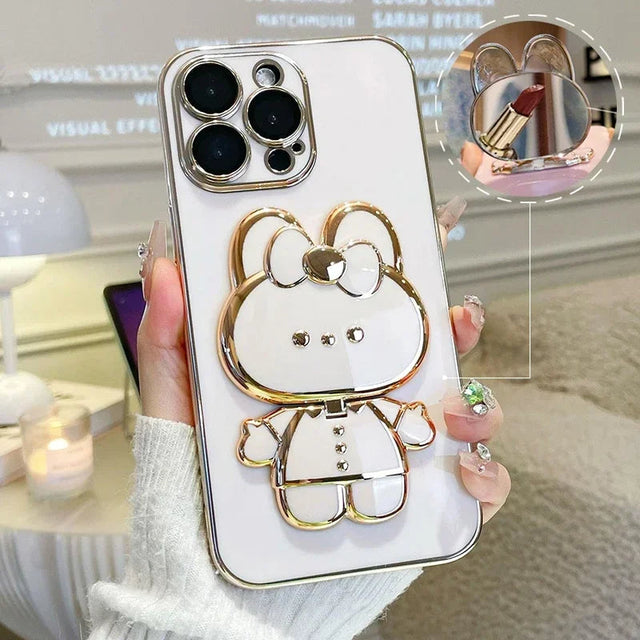 3D Kanin Koreansk Stil Spejl iPhone Cover