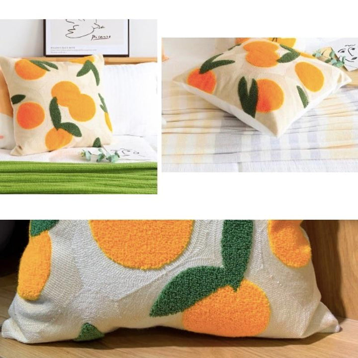 Orange Broderet Pudebetræk