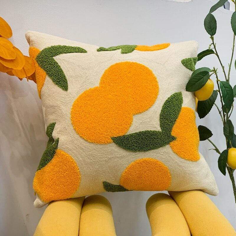 Orange Broderet Pudebetræk