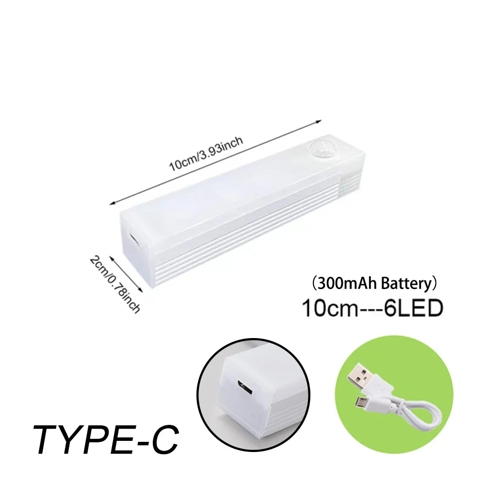 TRÅDLØS LED NATTELAMPE MED BEVÆGELSESENSOR OG GENOPLADELIG BATTERI