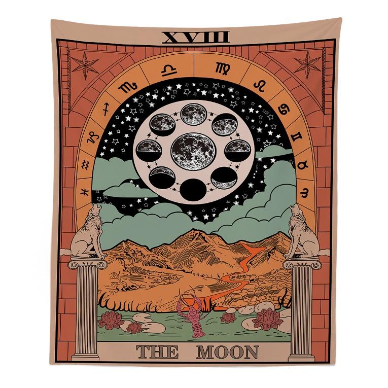 " Månen" Tarot farvet Tapestry