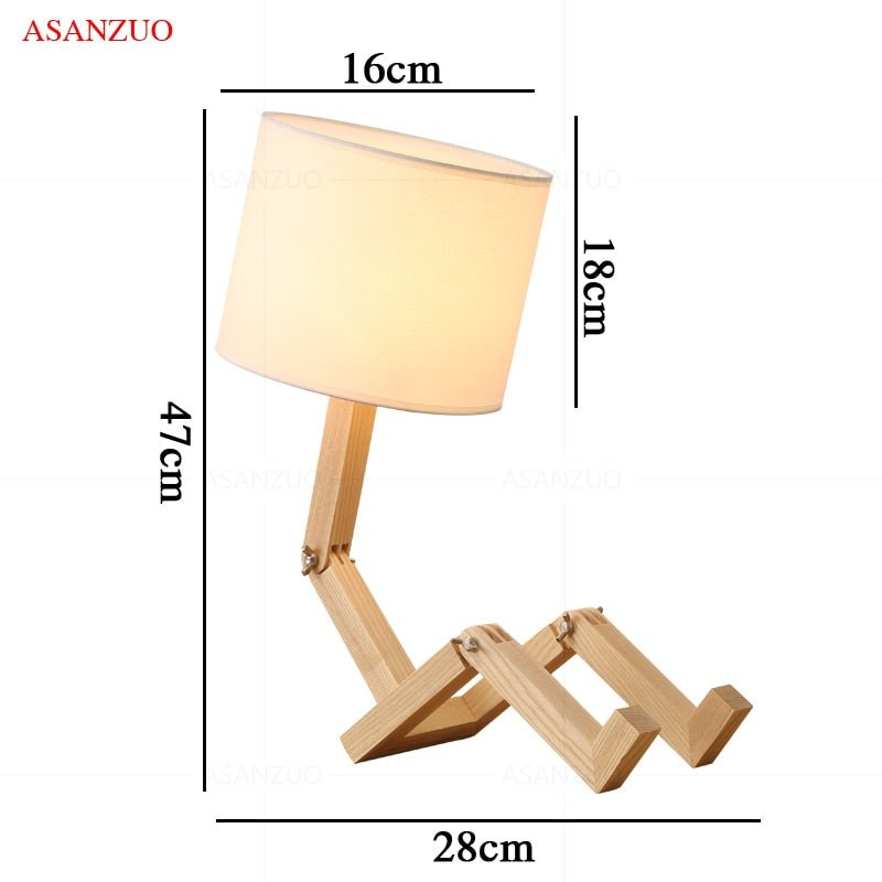 Træ Dreng Form LED Skrivebordslampe Skrivebords Ornament
